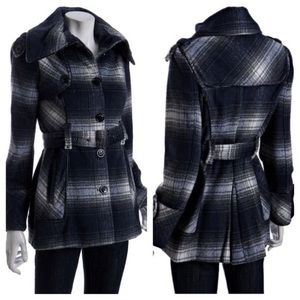 Miss Sixty Plaid Wool Blend Coat